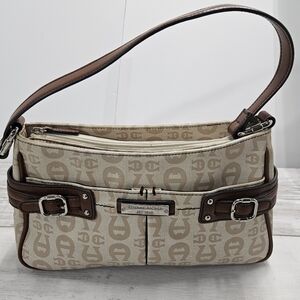 Etienne Aigner Cream and Brown Shoulder Bag